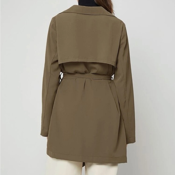 Olive Draping Trench Coat - Picture 2 of 4